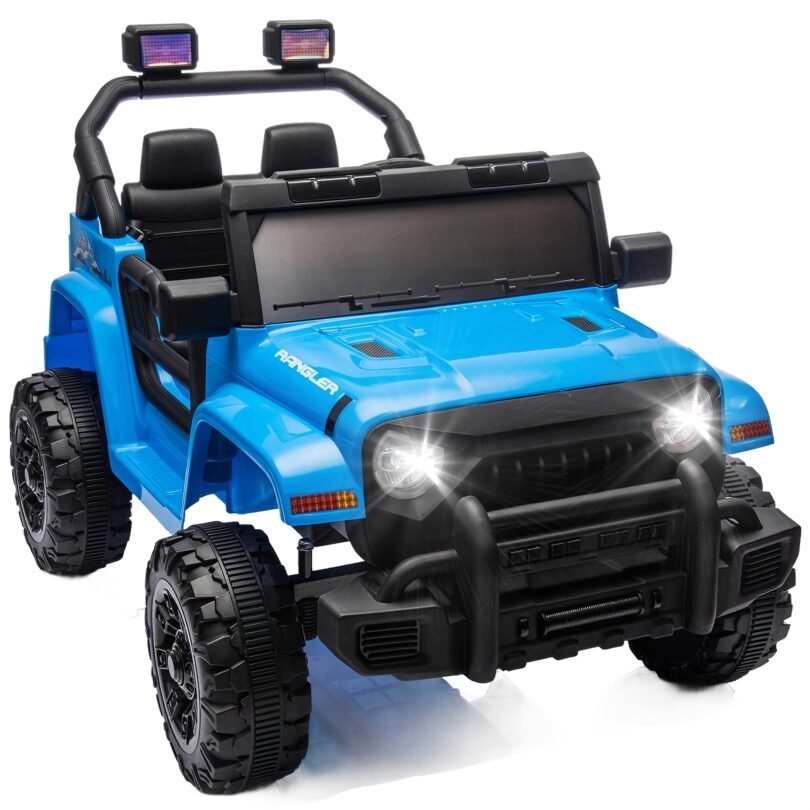 12V Children Electric Car With Parental Control, Riding Truck, Dual Drive, Four-wheel Suspension With USB, Equipped With Headlights, Quick Release Of Steering Wheel, Slow Start For Children Aged 3-8 - Image 6