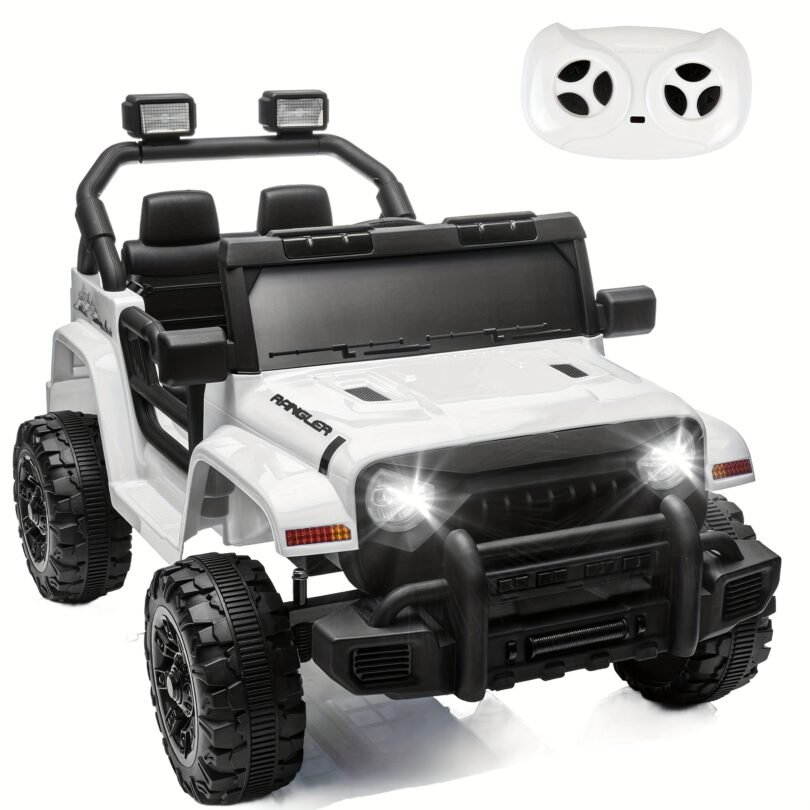 12V Children Electric Car With Parental Control, Riding Truck, Dual Drive, Four-wheel Suspension With USB, Equipped With Headlights, Quick Release Of Steering Wheel, Slow Start For Children Aged 3-8 - Image 8